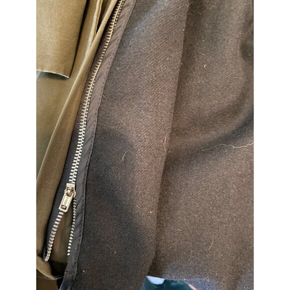 Jos. A. Bank Olive Green Trench Coat w/ Belt Brown Corduroy Collar - Picture 9 of 14